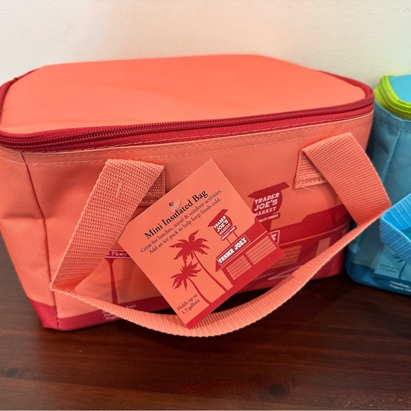 Trader Joe's Insulated Lunch Bags - peach and Blue - Picture 2 of 4